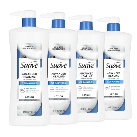 Suave Advanced Healing Hand & Body Lotion, Ceramides, 28 fl oz, 4-Pack