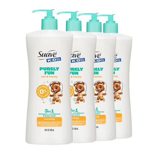 Suave Purely Fun Kids 3in1, Oat & Honey, 28 fl oz, 4-Pack