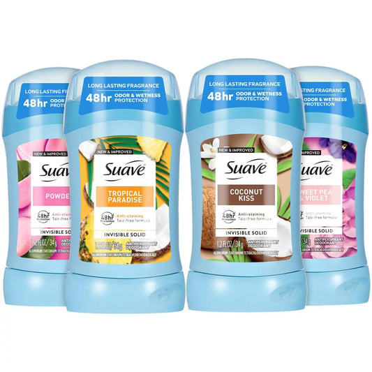 Suave Antiperspirant Deodorant for Women, Variety 4-Pack, 1.2 Oz Ea