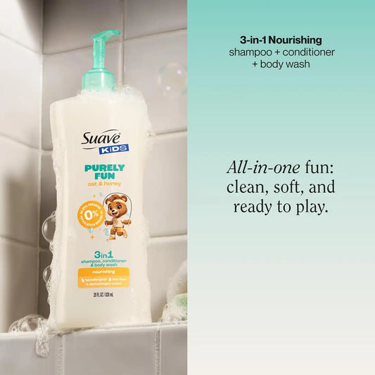 Suave Purely Fun Kids 3in1, Oat & Honey, 28 fl oz, 4-Pack