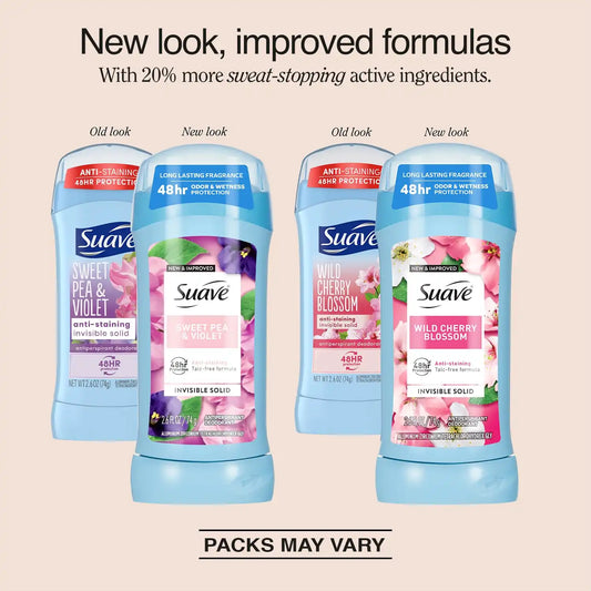 Suave Deodorant, Wild Cherry Blossom + Sweet Pea 4-Pack, 2.6 Oz Ea