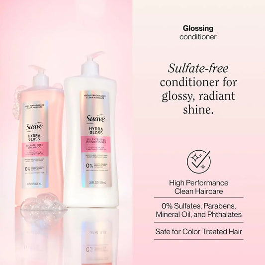 Suave Hydra Gloss Conditioner, Glycolic and Camellia Oil, 28 fl oz, 4-Pack