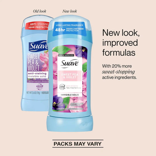 Suave Antiperspirant Deodorant, Sweet Pea & Violet 3-Pack, 2.6 Oz Ea