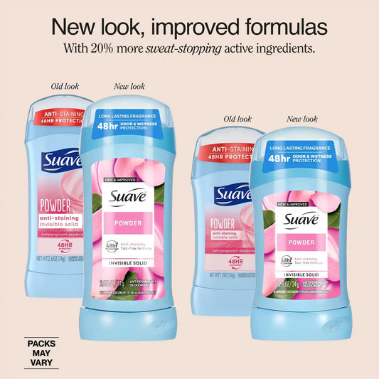 Suave Antiperspirant Deodorant for Women, Powder 2-Pack, 2.6 + 1.2 Oz