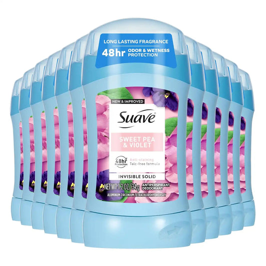 Suave Women's Invisible Antiperspirant, Sweet Pea & Violet, 1.2 oz, 12-Pack