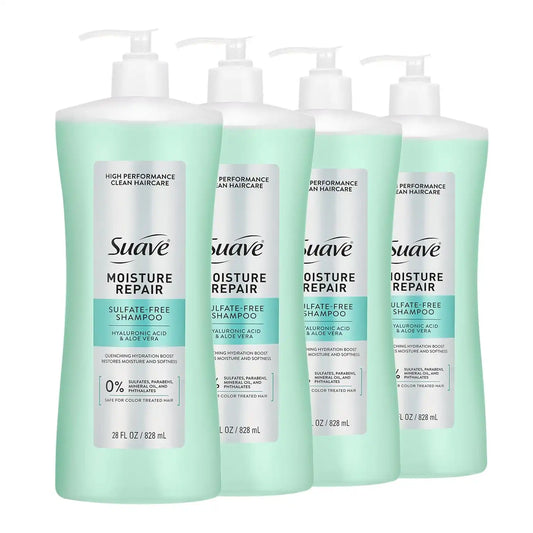 Suave Moisture Repair Sulfate Free Shampoo for Dry Hair, 28 fl oz, 4 count