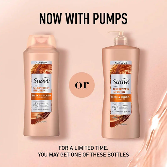 Suave Silk Protein Sleek Smooth Shampoo for Dry Hair, 28 fl oz, 4-Count