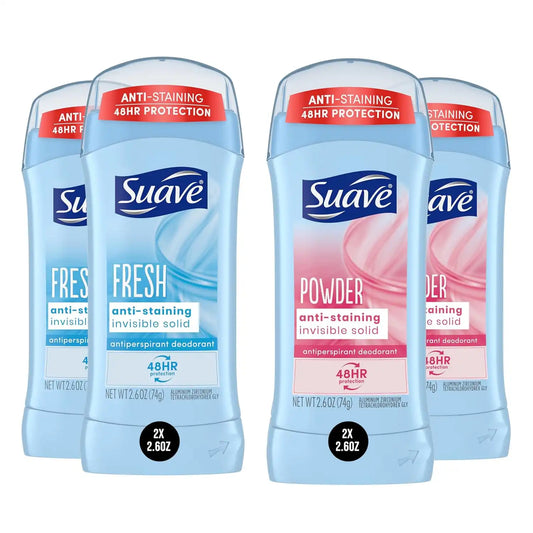 Suave Women's Antiperspirant, Powder & Fresh Bundle, 2.6 oz, 4-Pack
