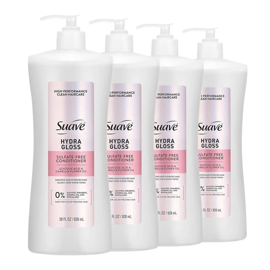 Suave Hydra Gloss Conditioner, Glycolic and Camellia Oil, 28 fl oz, 4-Pack