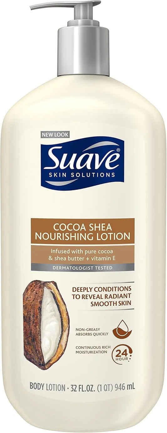 Suave Skin Solutions Body Lotion, Cocoa Butter and Shea, 32 oz