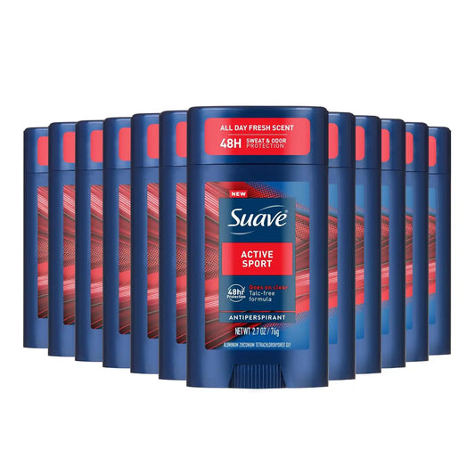 Suave Active Sport Men's Antiperspirant, Bergamot & Wood, 2.7 oz, 12-Pack